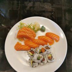 Salmon Sashimi and Sushi Set